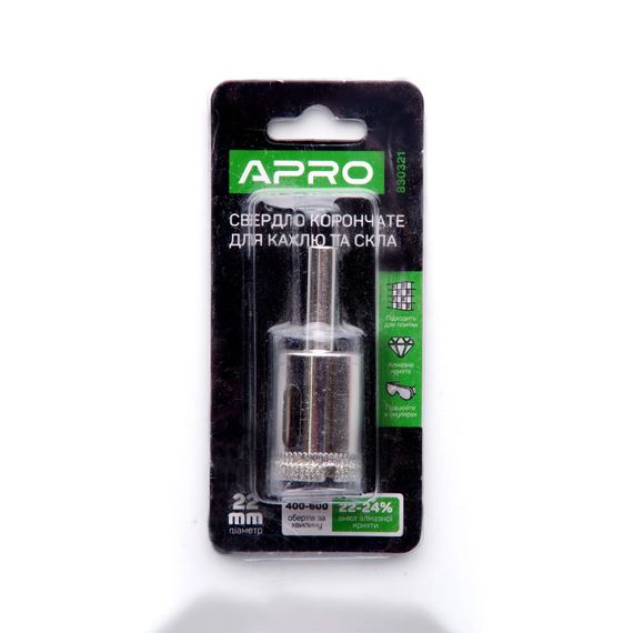 Сверло трубчатое с алмазным напылением 22мм APRO | Зображення 1