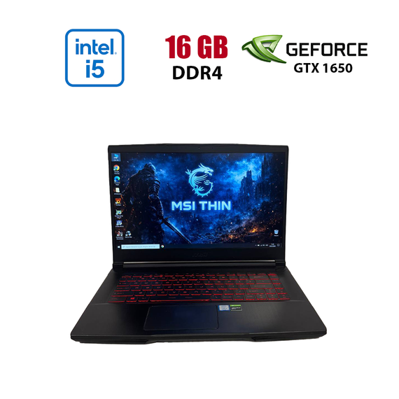 Игровой ноутбук MSI GF63 Thin 9SCXR / 15.6" (1920x1080) IPS / Intel Core i5-9300H (4 (8) ядра по 2.4 - 4.1 GHz) / 16 GB DDR4 / 512 GB SSD / nVidia GeForce GTX 1650 Max-Q, 4 GB GDDR6, 128-bit / WebCam б/у