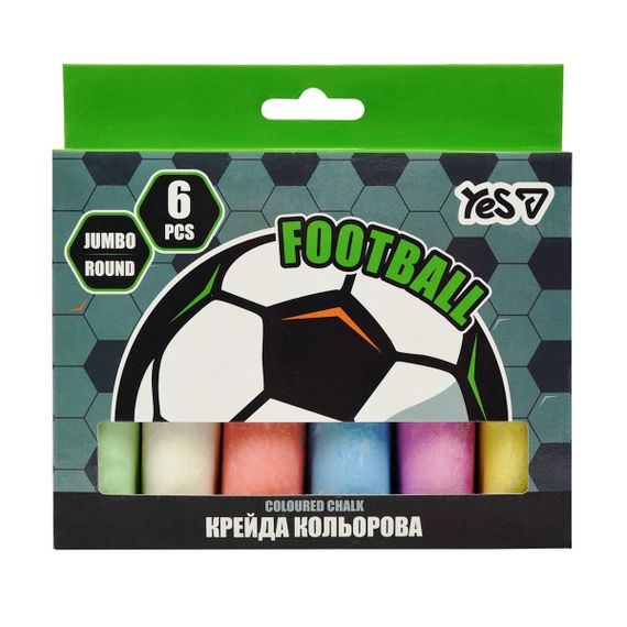 Мел цветной круглый Yes JUMBO Football 400569 6 цветов
