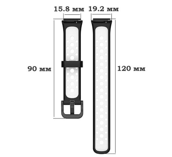 Силіконовий ремінець Primolux Perfor Classic для фітнес браслета Huawei Band 7- Black&White | Зображення 5