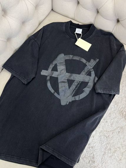 Футболка Vetements Graphitic print чоловіча темно-сіра бавовна оверсайз f721