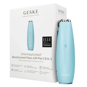 Микротоковая ручка для подтяжки кожи лица GESKE MicroCurrent Face-Lift Pen 6в1 white, Бирюзовый