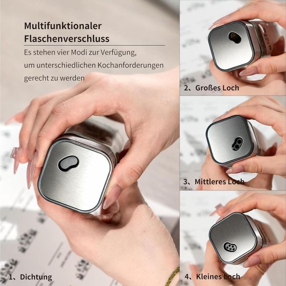 Набір з 12 баночок для спецій Fsvaer, скло та нержавіюча сталь, 120 мл, з кришкою на 3 режими, воронкою, наліпками та маркером | Зображення 3