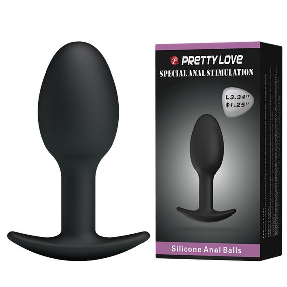 Анальна пробка силіконова PRETTY LOVE Heavy Balls, чорна, 8.4 х 3.2 см Sex Aura