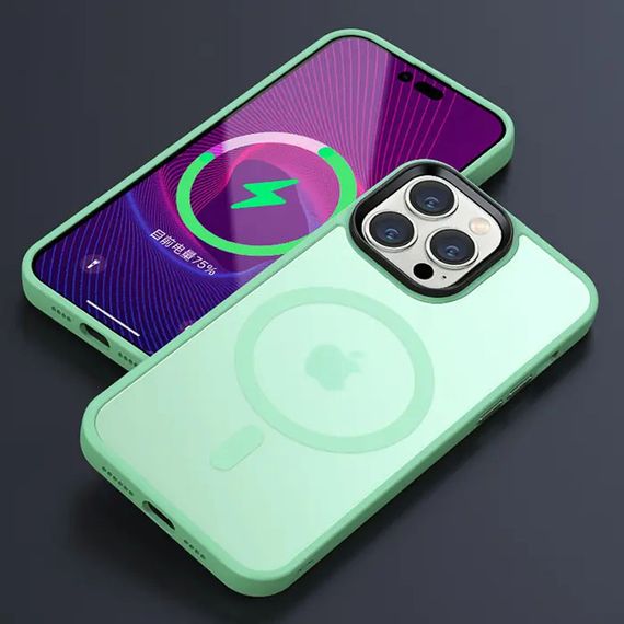 TPU+PC чохол Metal Buttons with MagSafe Colorful для Apple iPhone 14 Pro Max (6.7") М'ятний / Matcha Green | Зображення 1