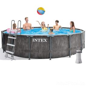 Каркасний басейн Intex 26742, 457 x 122 см з повним комплектом (3 785 л/год, сходи, тент, підстилка)