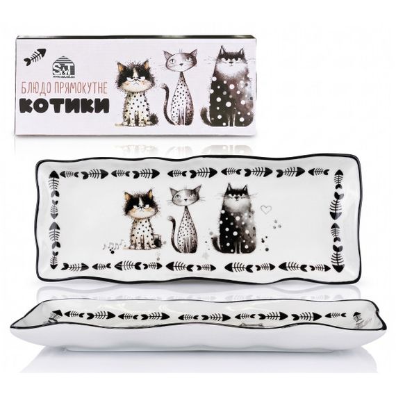 Блюдо прямоугольное Purrfect Cats 23x13см