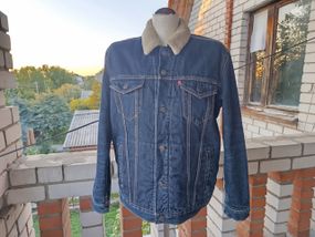 БУ Куртка джинсовая Levis шерпа на меху джинсовка XL р.52 синяя