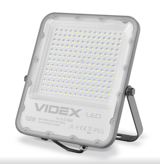 LED Прожектор 150W 5000К 220V сірий VL-F2-1505G Premium Videx | Зображення 2