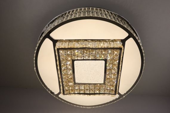 Люстра стельова кришталева LED з пультом 25678 Хром 19х72х72 см.