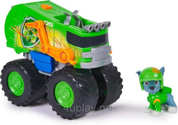 Paw Patrol Rescue Wheels Рятувальний сміттєвоз з водієм Роккі серії Мега колеса Щенячий патруль Оригінал | Зображення 4
