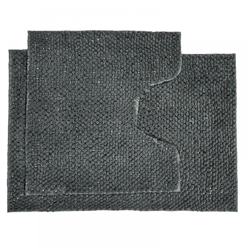 АКЦІЯ Набір килимків для ванної 2шт 55*50см+50*80см Pineapple тепло-сірий + Фіранка PEVA Дариана | Зображення 1