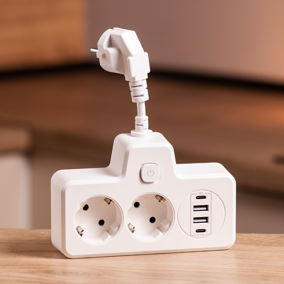 Мережевий фільтр на 2 євро розетки з 2 USB та 2 Type-C білий HP-5-17 | Зображення 5