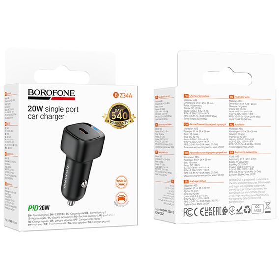 АЗУ Borofone BZ34A Cloud PD20W (1USB-C) Black | Зображення 1