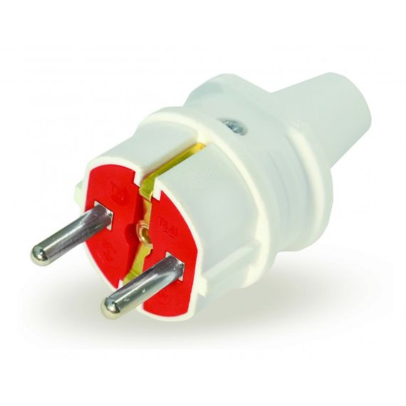 Вилка з заземленням, 16А, біла, AY-KA, (арт. 62-13-04)