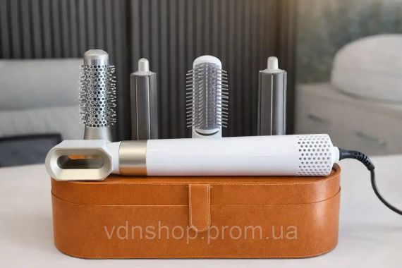 Стайлер Hot Air Styler 5в1 для укладки волос, 1000 Вт, 5 насадок, с кейсом Белый