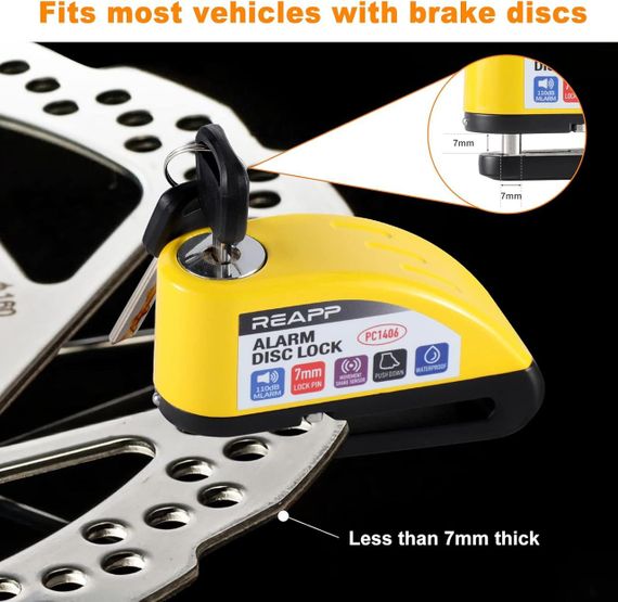 Замок REAPP із сигналізацією для дискових гальм мотоцикла, мопеда, велосипеда — надійний захист і гучний сигнал 110 дБ | Зображення 4