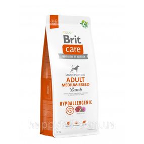 Гипоаллергенный корм Brit Care Dog Hypoallergenic Adult Medium Breed (ягненок и рис), 12 кг