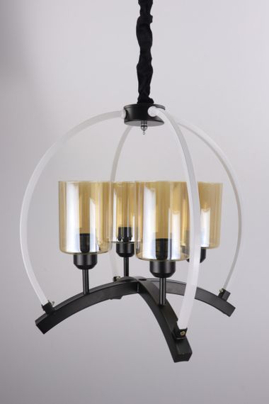 Люстра підвісна LOFT на 4 лампочки 25005 Чорний 55-100х47х47 см. | Зображення 3