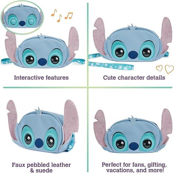 Интерактивная сумочка кошелек Дисней Стич Оригинал Purse Pets Stitch Plush Crossbody Bag | Зображення 3