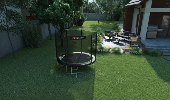 Батут Hop-Sport 8ft (244см) чорно-зелений з зовнішньою сіткою | Зображення 3