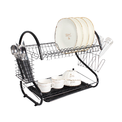 Сушарка для посуду двоярусна довга MR-1025-38-BLACK Basic Maestro