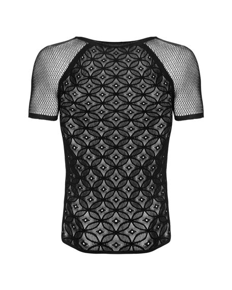 Чоловіча напівпрозора футболка з орнаментом Obsessive T102 T-shirt S/M/L, чорна | Зображення 4
