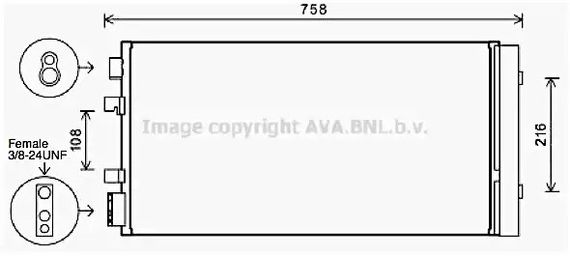 Радіатор, конденсор кондиціонера RENAULT MEGANE, AVA COOLING (RTA5483D)