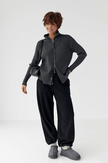 Спортивні штани палаццо з накладною кишенею - чорний цвет, M (є розміри) | Зображення 2