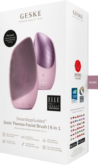 Електронна звукова термо щітка для обличчя GESKE Sonic Thermo Facial Brush 6в1 pink | Зображення 7