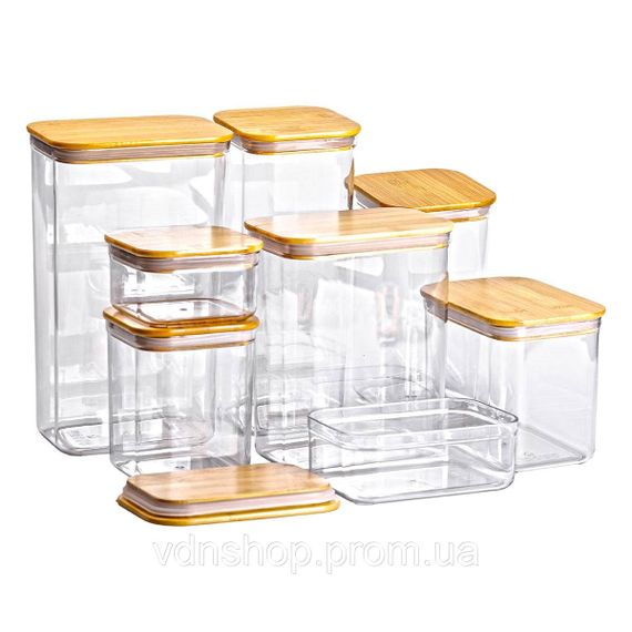 Набор банок для сыпучих продуктов 8 штук емкости с бамбуковой крышкой HP-1303 | Зображення 4