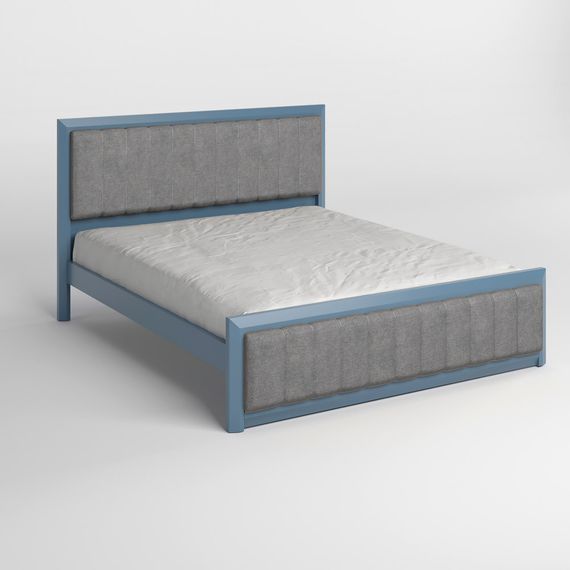 Двоспальне дерев&#039;яне ліжко Mebigrand Барселона Б1 Сіро-синій (S7010R90B)/Аляска 93 (Сірий) 160х200 см (MBG-11867) | Зображення 1