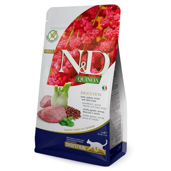 Сухий дієтичний корм Farmina N&D Quinoa Digestion для дорослих котів, у разі порушень травлення, ягня та
