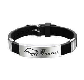 Силіконовий браслет Primo Zodiac - Taurus (Телець) - Black