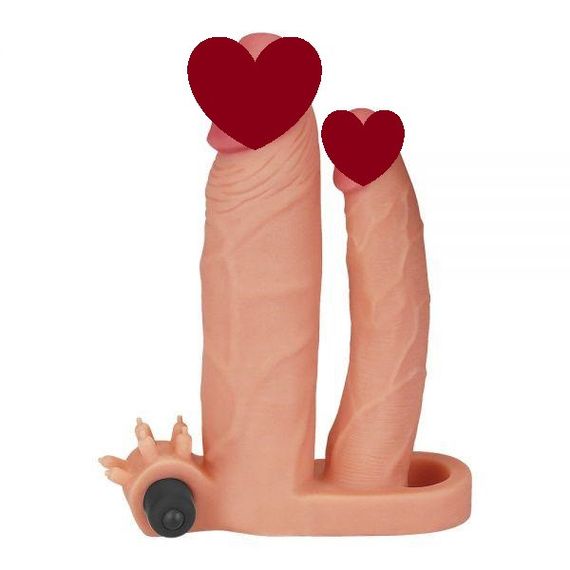 Насадка подвійна Add 1" Vibrating Double Penis Sleeve Sex Aura