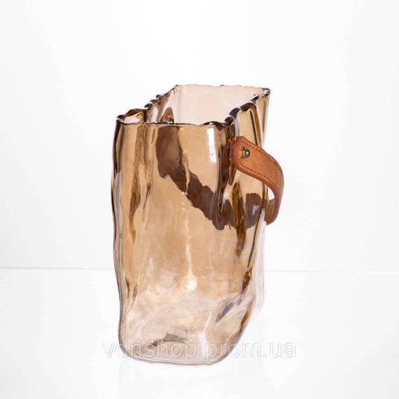 Стеклянная ваза сумочка с ручкой 16×8×18.5 (см) декоративная ваза для цветов 2 (л) Коричневый HP-19-156-1 | Зображення 4