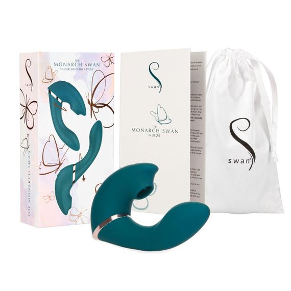 Багатофункціональний вібратор з вакуумною стимуляцією Swan The Monarch Teal sexstyle | Зображення 6