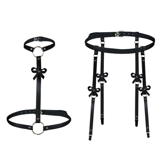 Шкіряний набір з портупеї та гартерів Art of Sex - Venecia, розмір XS-2XL, колір Чорний sexstyle | Зображення 3