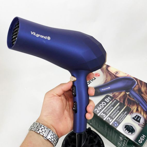 Женский профессиональный фен для укладки волос VILGRAND VHD 2424TI 2400 Вт, Фен без вреда для волос CE-73 | Зображення 5