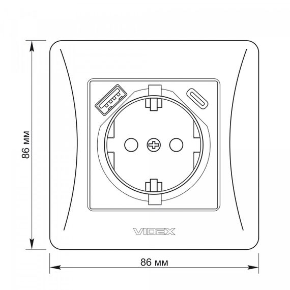 Одинарна розетка із заземленням з USB+USB-C чорний графіт VIDEX BINERA VF-BNSK1GUC-BG | Зображення 6