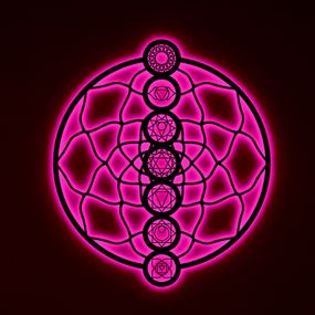 Панно декоративне картина на стіну Чакри кругле LED підсвітка 16 кольорів телефон 800х922 acr-p000254