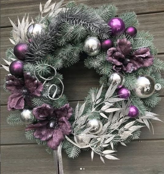 Венок новогодний рождественский Premium из литой хвои d-55 см голубой | Зображення 2