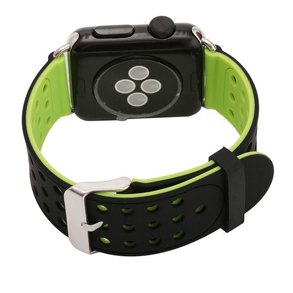 Двухсторонний ремешок с перфорацией Primo для Apple Watch 42mm / 44mm / 45mm - Black&Green | Зображення 1