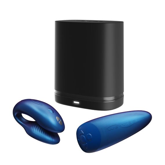 Смарт-вібратор для пар We-Vibe Chorus Cosmic Blue, сенсорне керування вібраціями стисненням пульта | Зображення 6