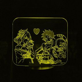 Акриловий світильник-нічник Д. Луффі та Райден жовтий tty-n002035