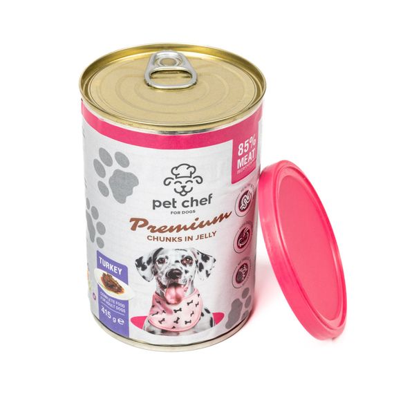 Вологий корм для собак Pet Chef шматочки в желе з індичкою 415 г | Зображення 4