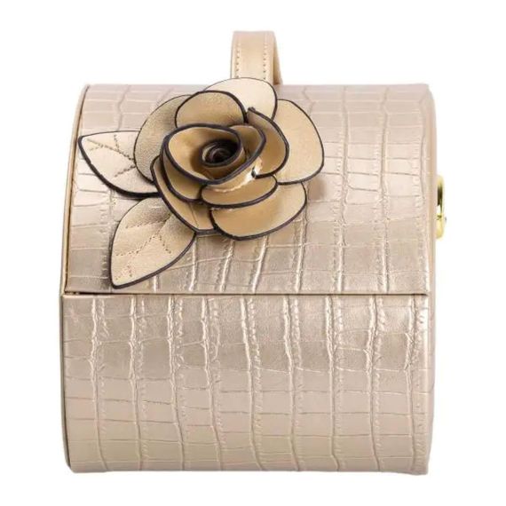 Скринька для прикрас з еко шкіри 3 яруси із замком органайзер для ювелірних виробів HP-5-21GOLD | Зображення 7