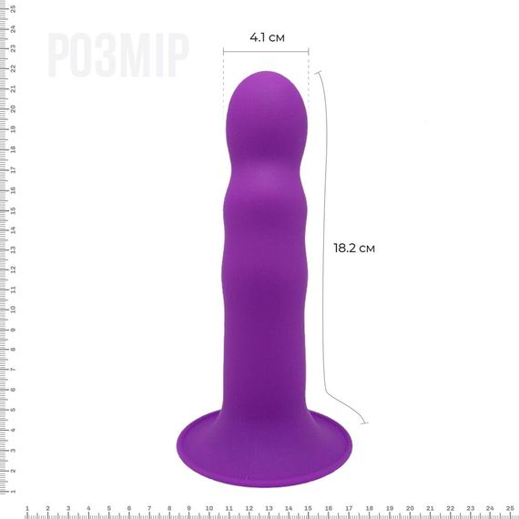 Дилдо з присоскою Adrien Lastic Hitsens 3 Purple, відмінно для страпона, діам. 4,1см, довжина 18,2см | Зображення 1