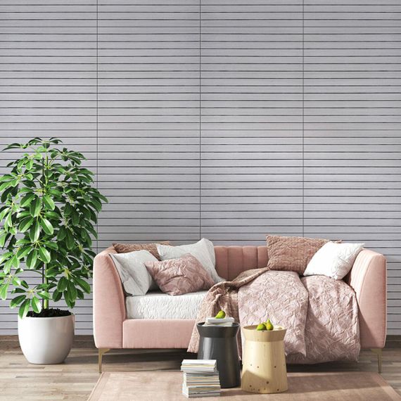 Покрытие виниловое самоклеющееся 3D рейки 600х600х2,8мм Кедр серебряный SW-00002198 | Зображення 5