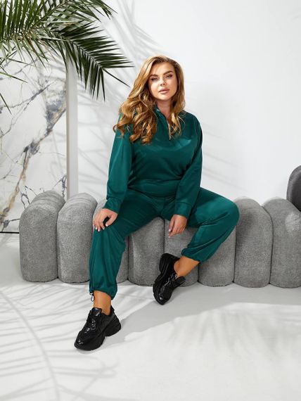 Женский спортивный костюм весна-осень свитшот и джоггеры NB24049 цвет зеленый, размер 54/56 | Зображення 4